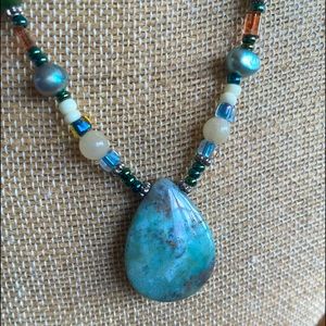 Ocean Jasper Teardrop Pendant Necklace